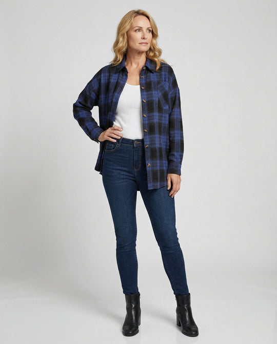 Damen Hemdjacke Flanell weit
