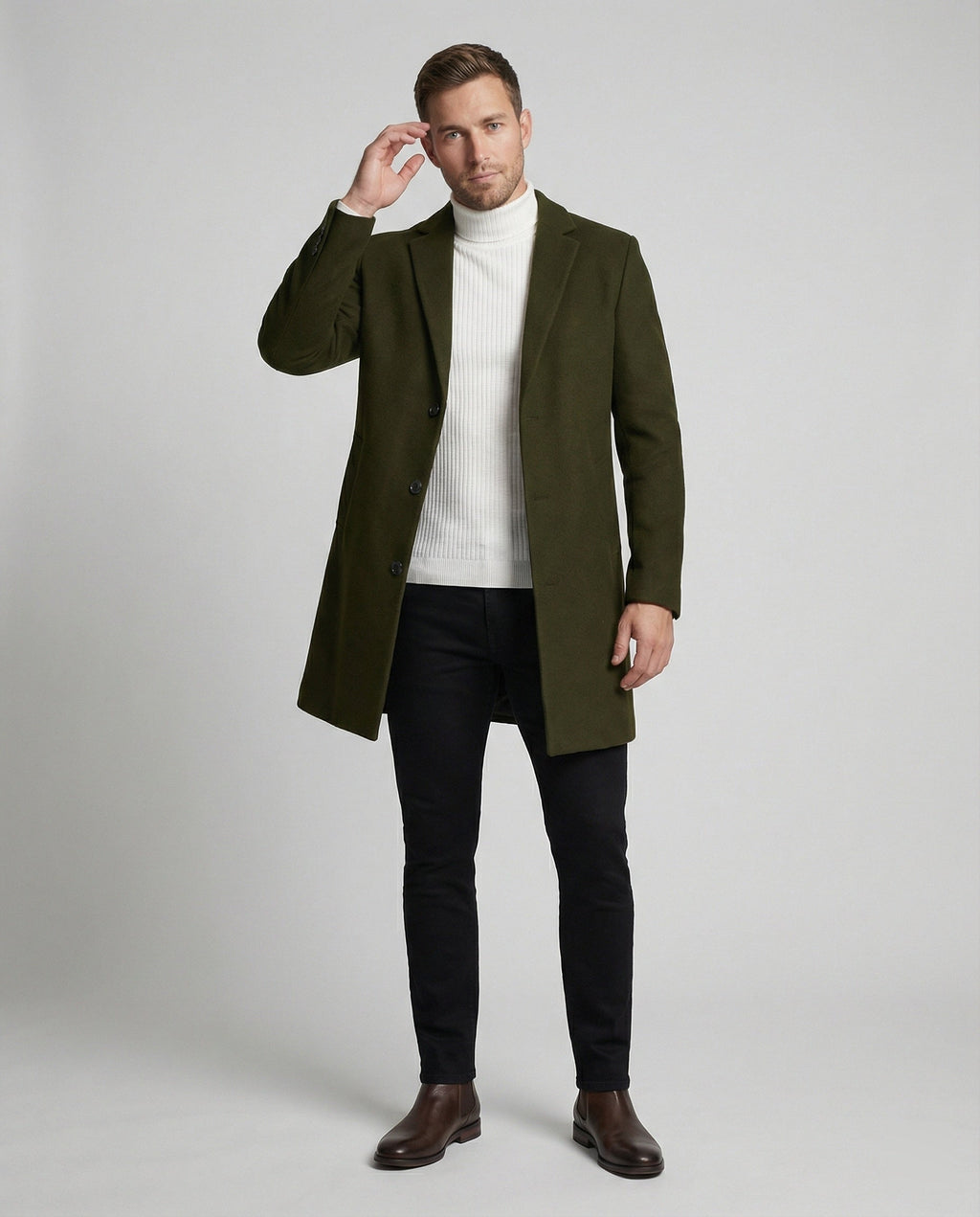Herren eleganter Longblazer mit modernem Schnitt und doppelter Knopfreihe