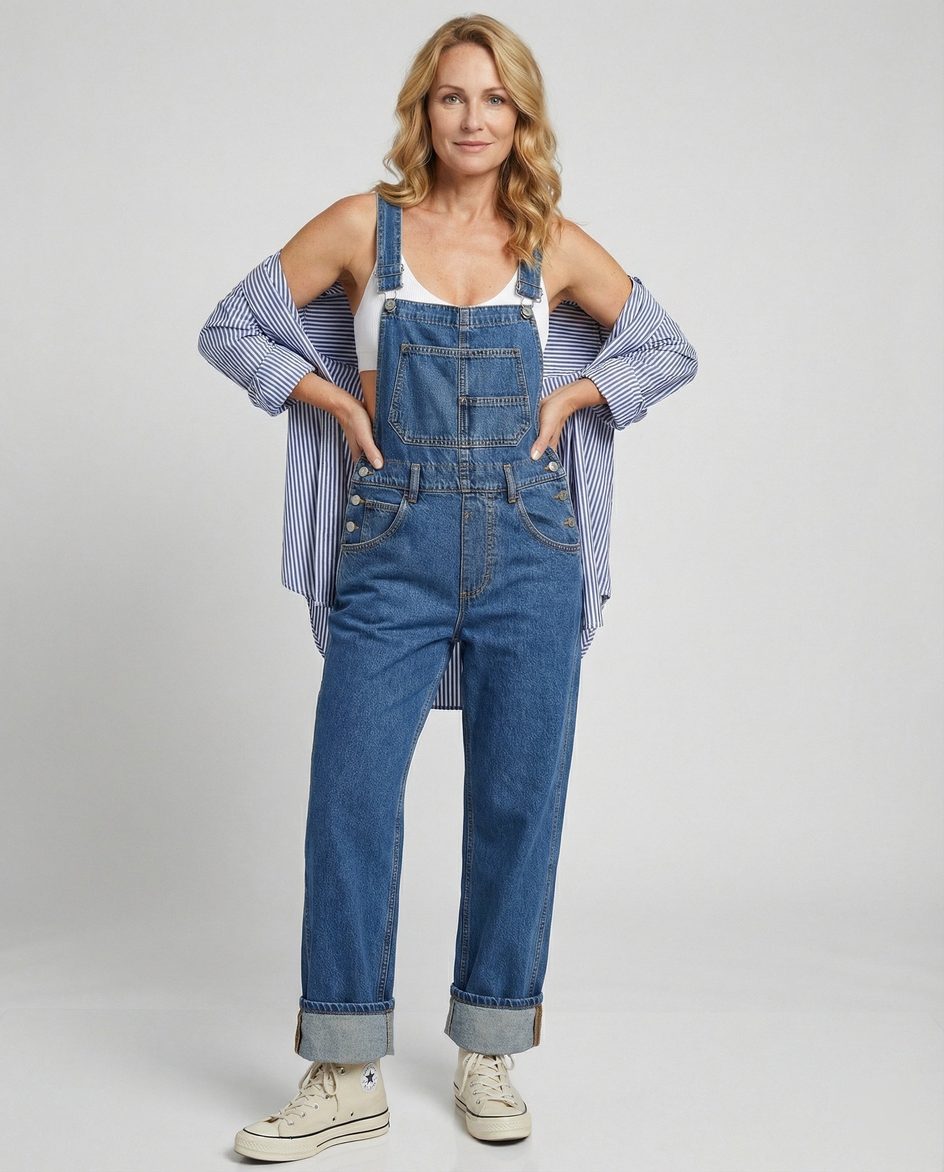 Damen Latzhose Jeans gerade