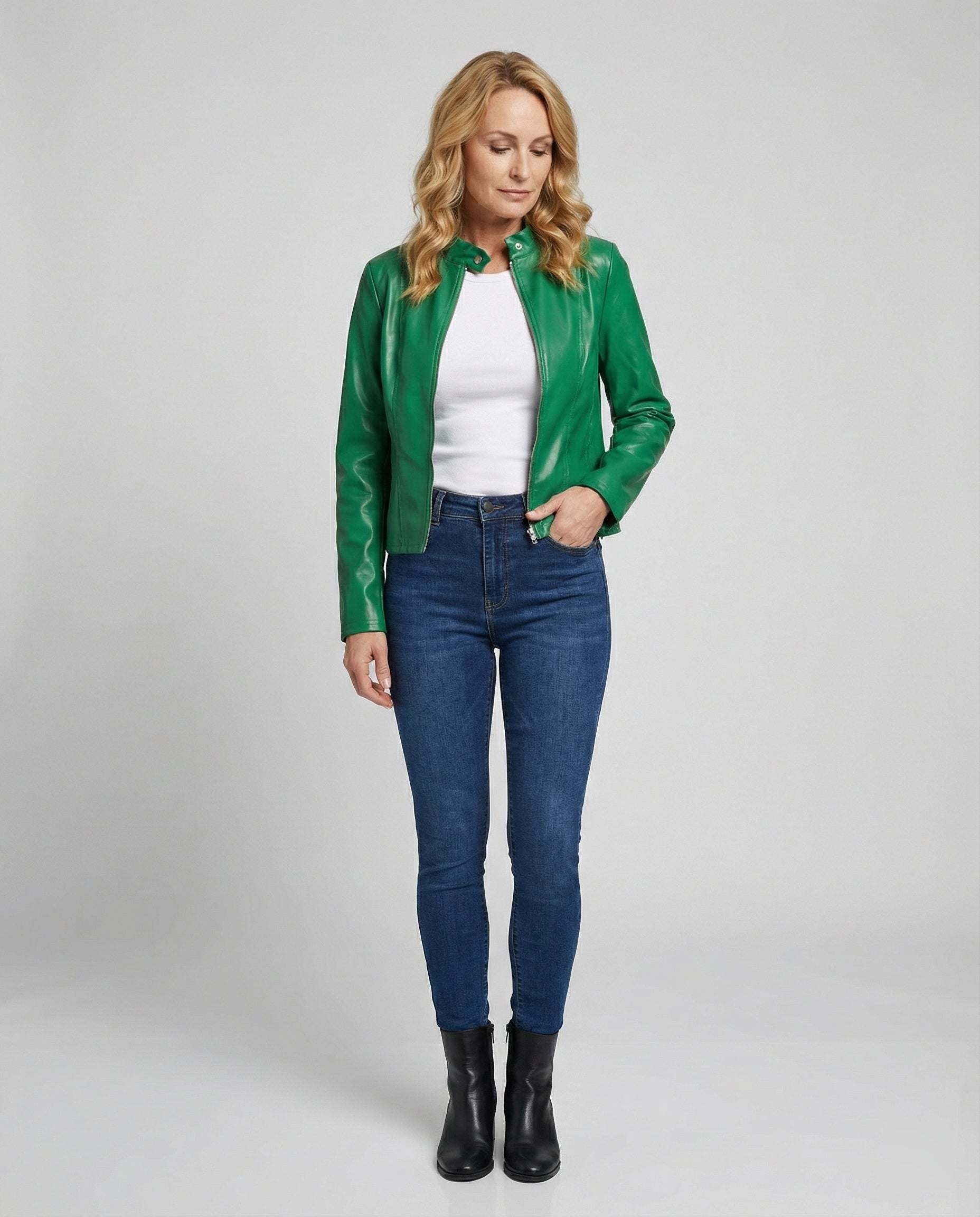 Damen Bikerjacke Lederimitat