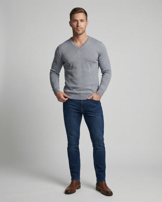 Herren V-Ausschnitt Feinstrickpullover