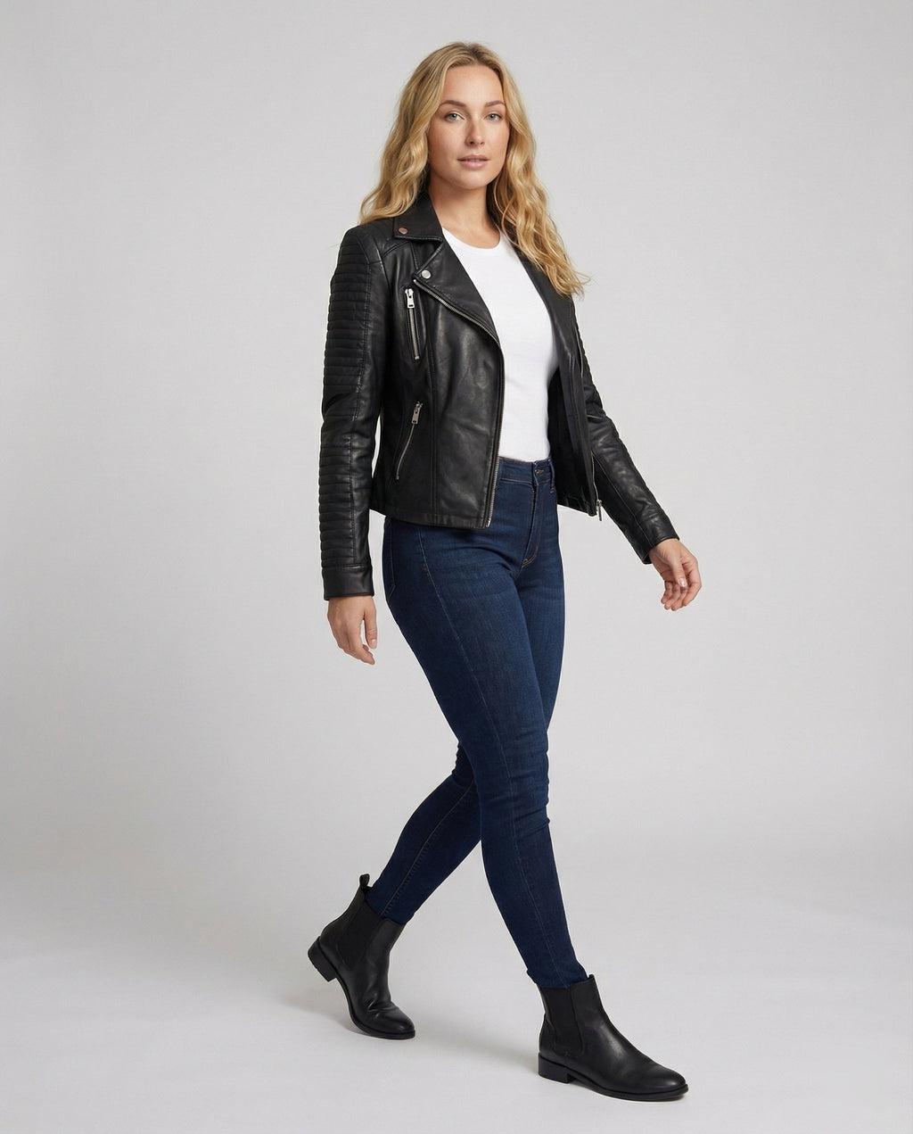 Damen Lederjacke Stilvoll Zeitlos