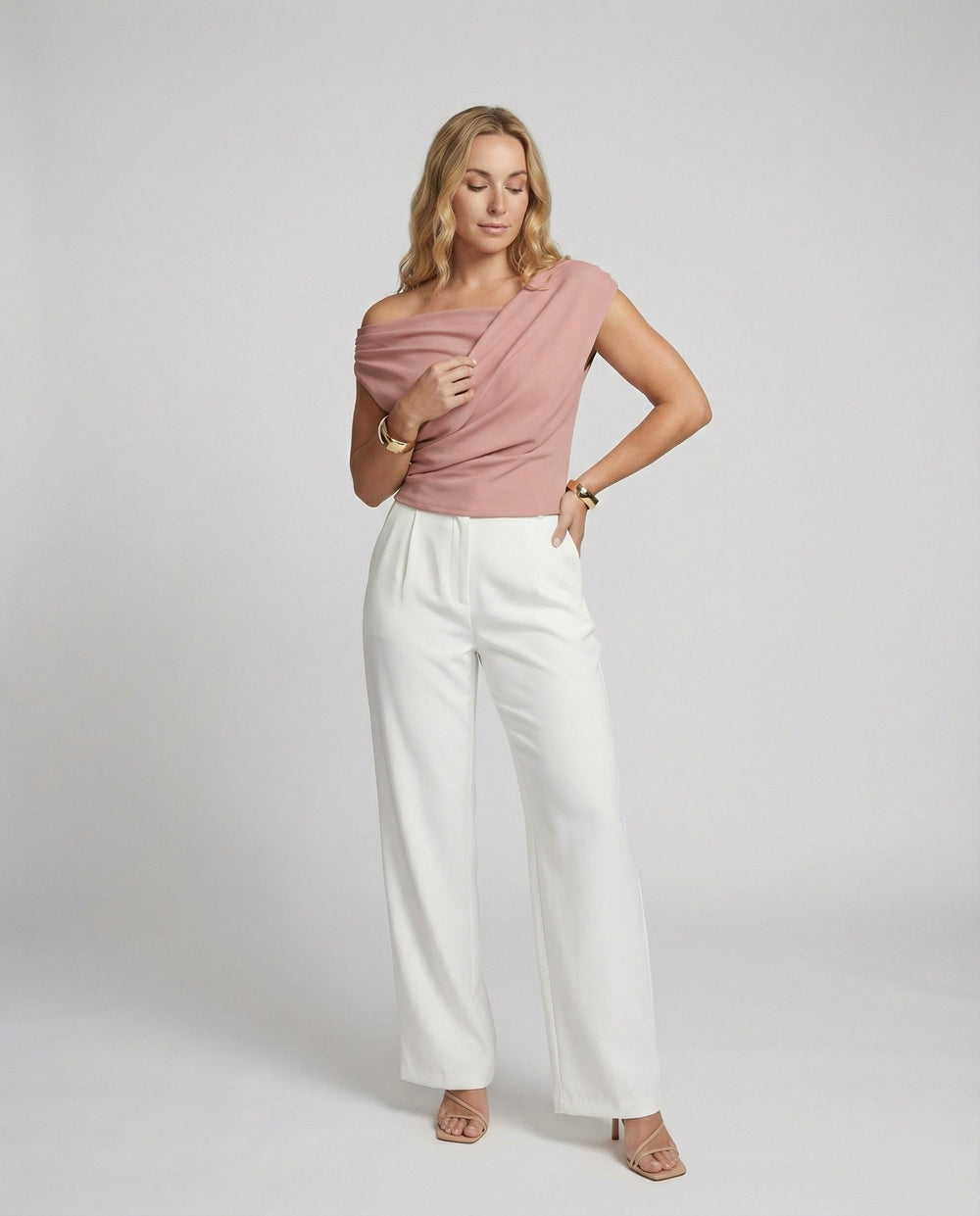 Damen Elegantes Drapiertes Oberteil mit asymmetrischem Schnitt