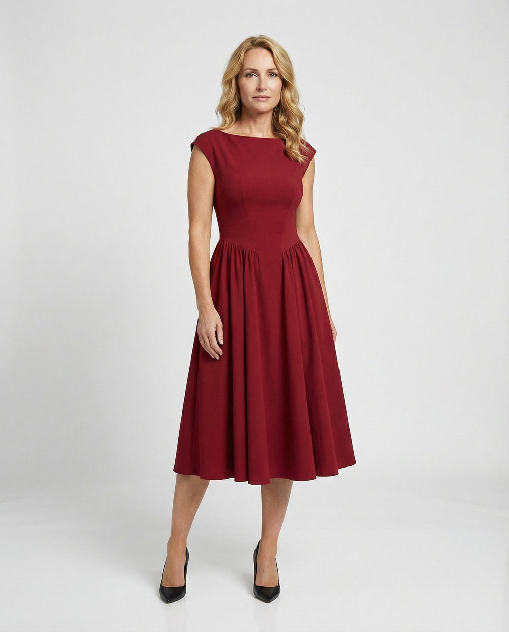 Damen Midikleid mit Tellerrock