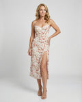 Damen Blumenkleid mit Plissee-Rock und Schlitz