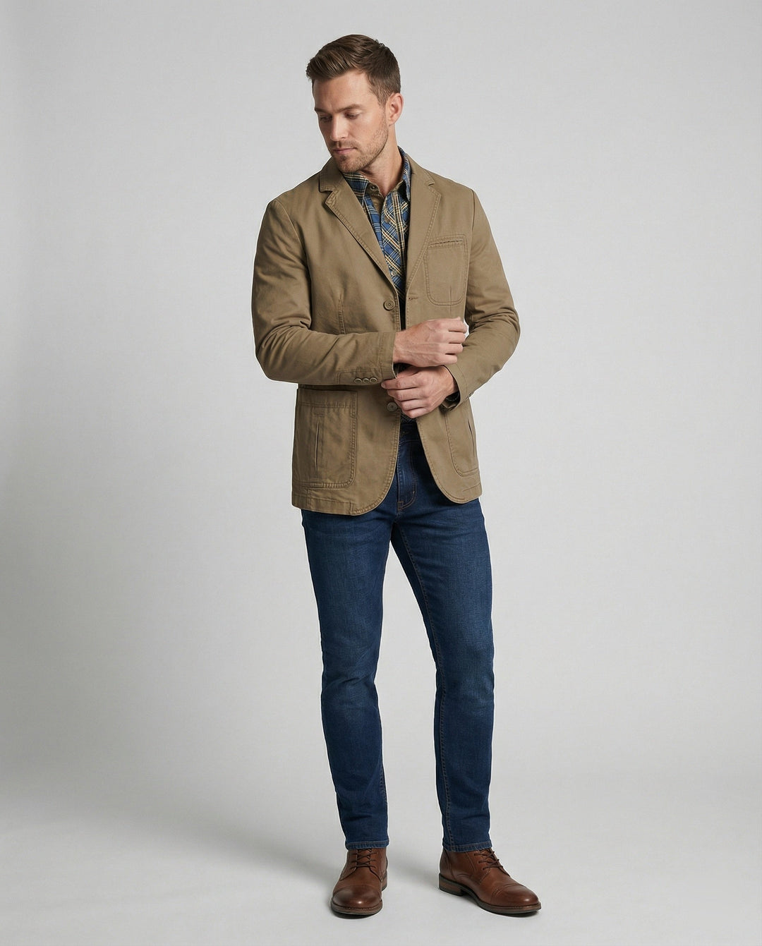 Herren Blazer Herren Baumwolle leger