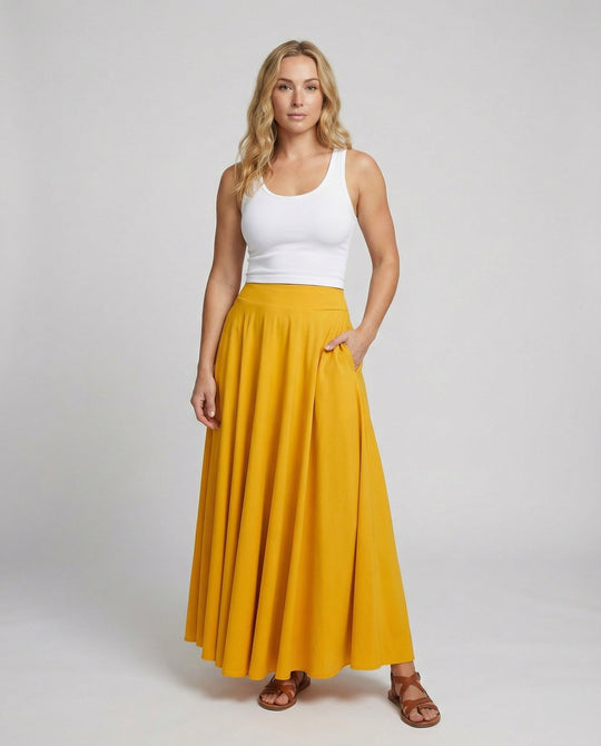Damen Luftiger Maxi-Rock mit hohem Taillenbund