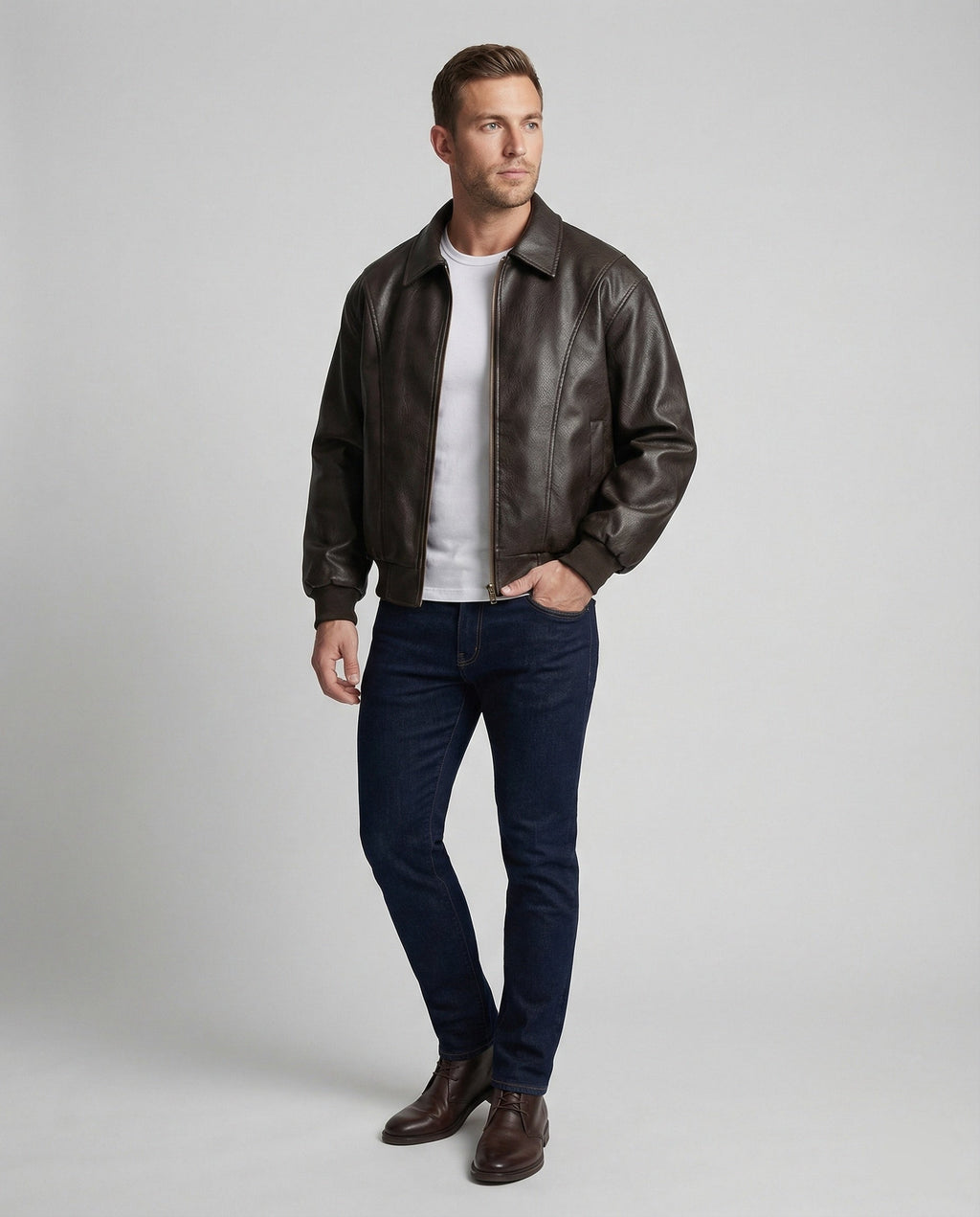 Herren Premium Leder Bomberjacke