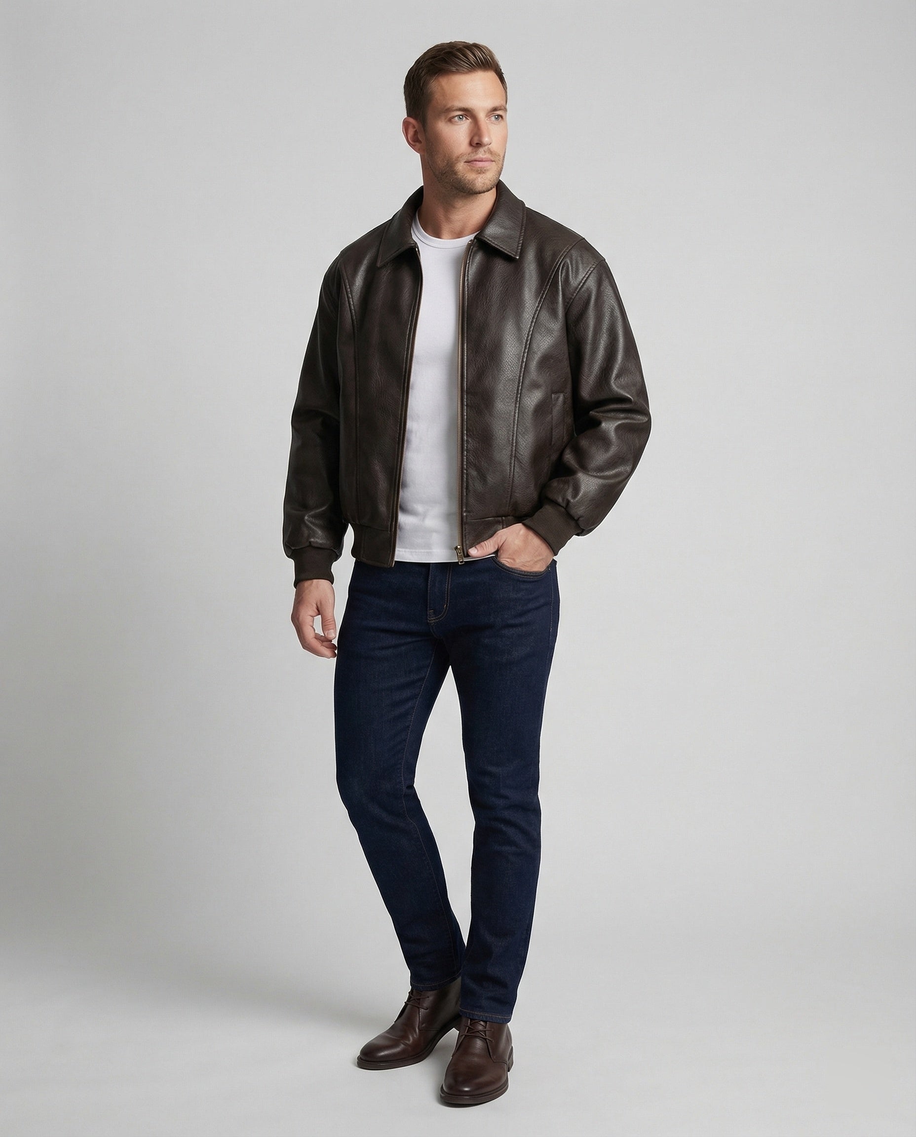 Herren Premium Leder Bomberjacke