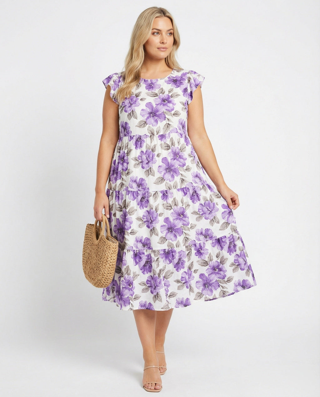 Damen Sommerkleid knielang mit Volant