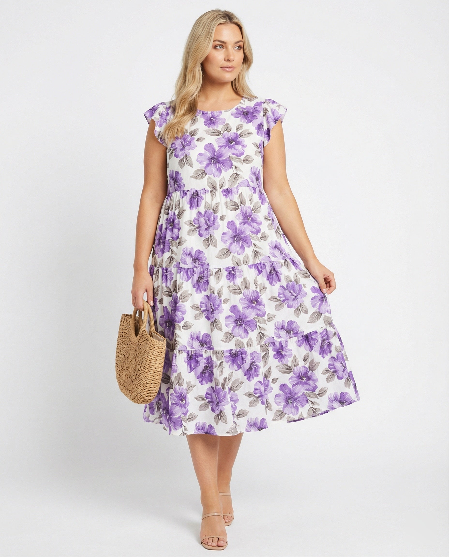 Damen Sommerkleid knielang mit Volant