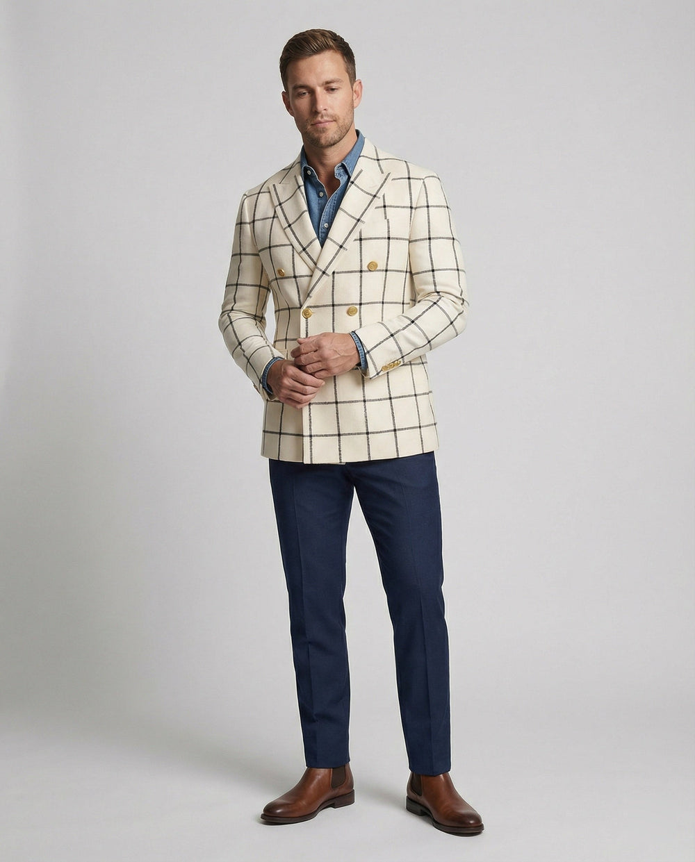 Herren Karoblazer – Herren Blazer mit doppelter Knopfleiste