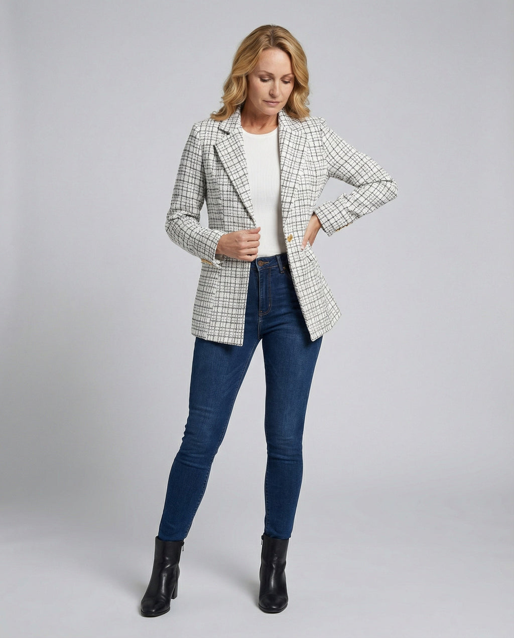 Damen Blazer Hahnentritt tailliert