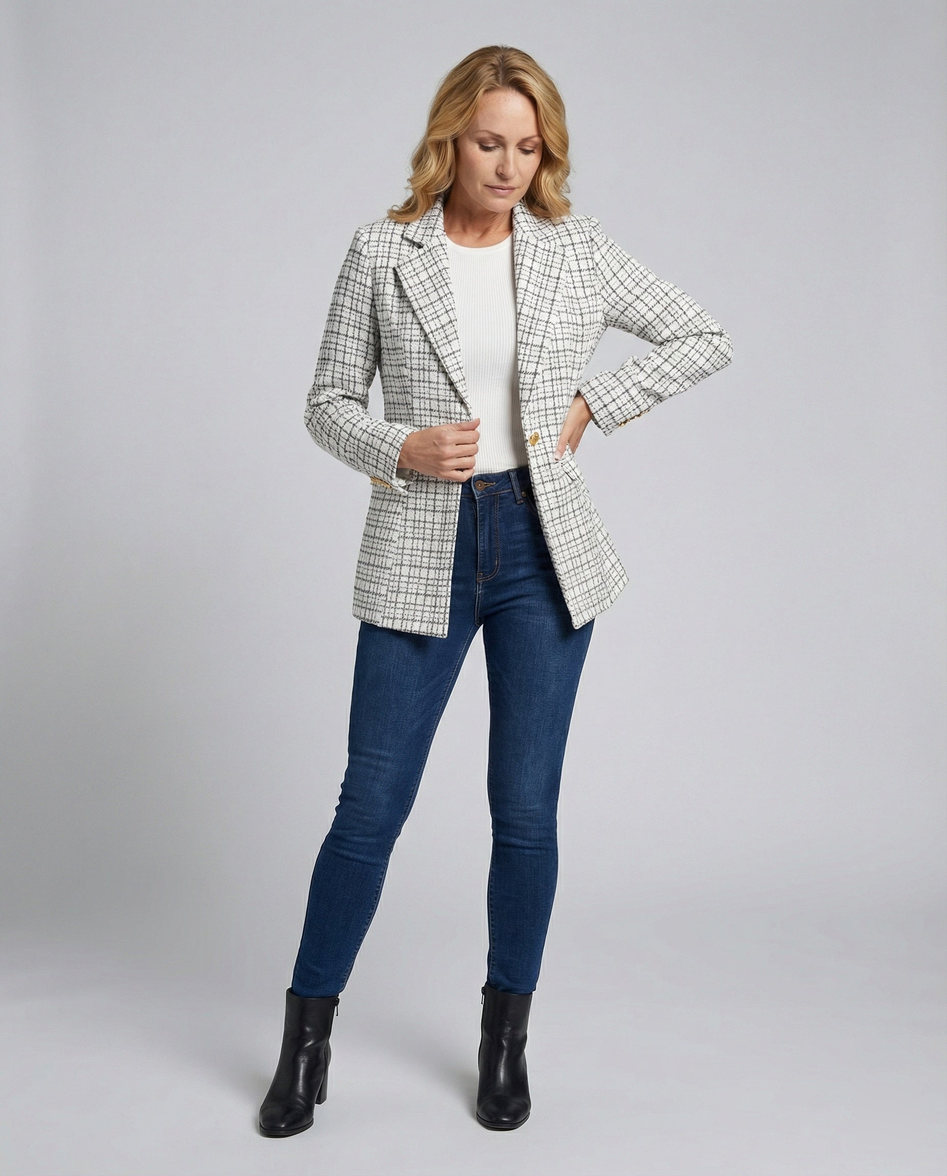 Damen Blazer Hahnentritt tailliert