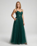 Abendkleid lang mit Tüllrock und Cups