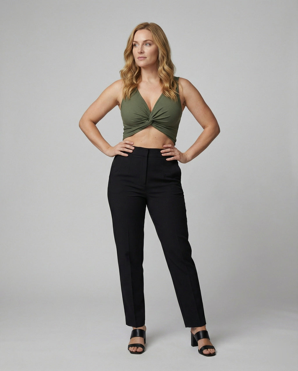 Damen Crop-Top mit elegantem Knoten und tiefem V-Ausschnitt
