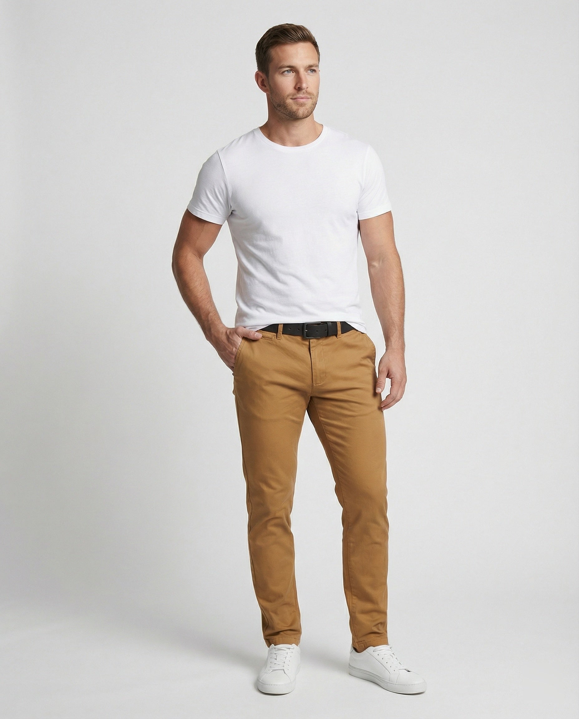 Herren Chinohose Slim Fit mit Elastikbund