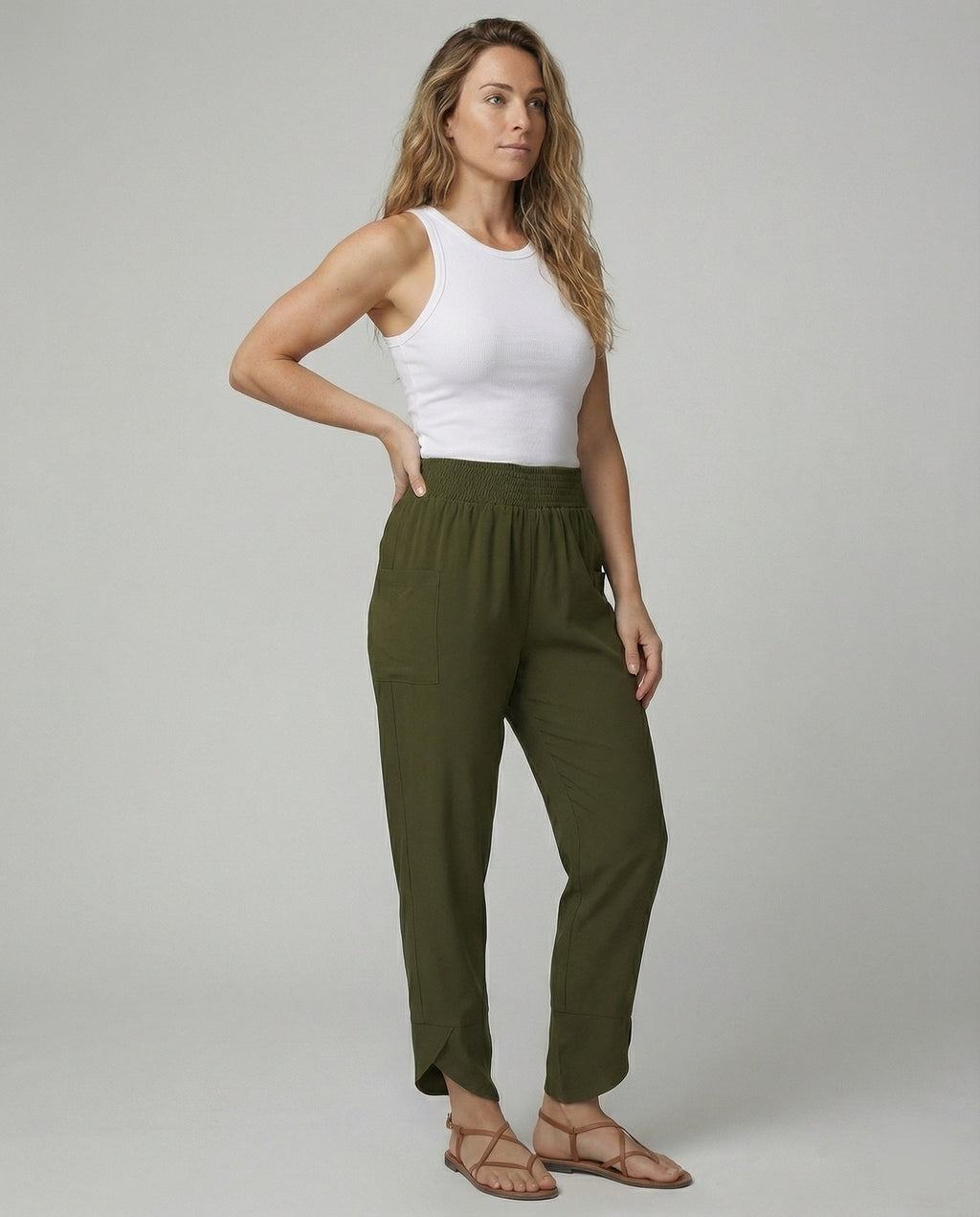 Damen elastische Freizeithose mit praktischen Taschen Shopnory