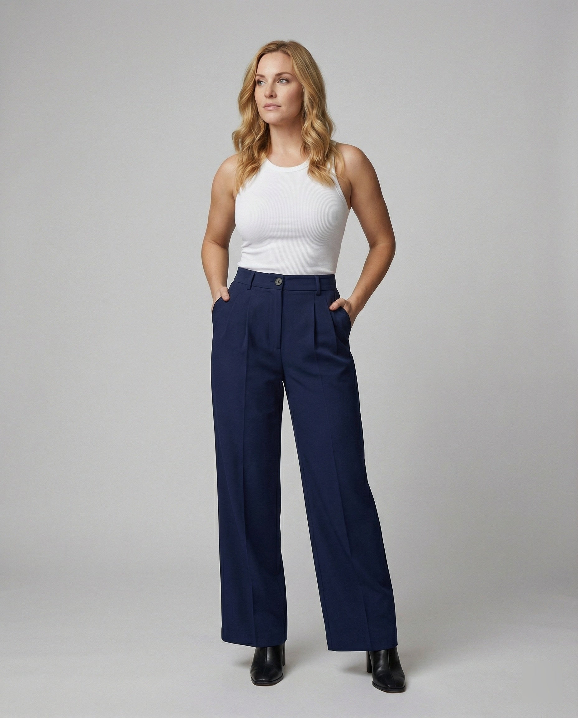Damen Hochtaillierte Weite Hose