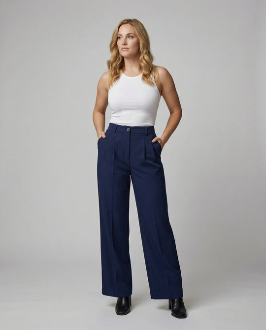 Damen Hochtaillierte Weite Hose