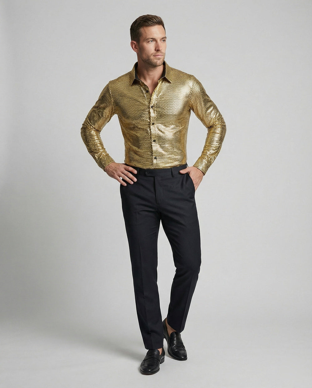 Herren Hemd mit glanzvollem Wabenmuster