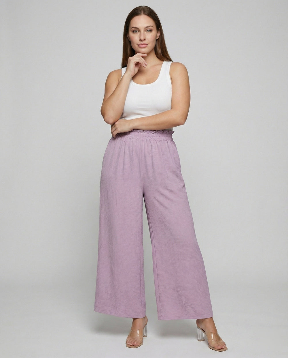 Damen Culotte-Hosen mit weitem Bein und elastischem Bund