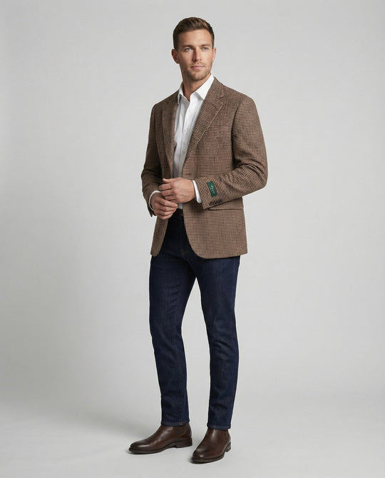 Herren Hahnentritt Sakko Slim Fit