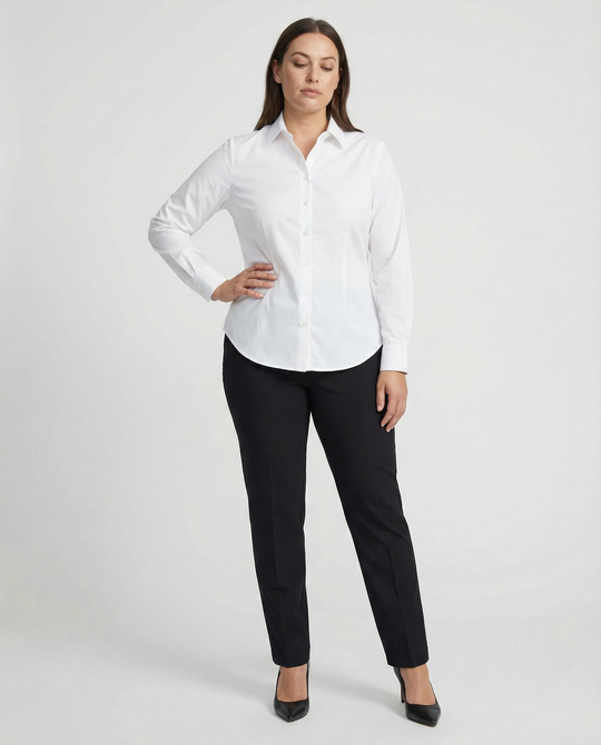 Hemdbluse Damen figurbetont mit Knopfdetails