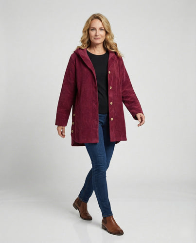 Damen Cord-Kapuzenjacke