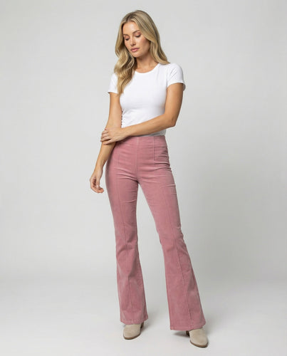 Damen Flared Cord-Hose mit hohem Bund und weichem Material