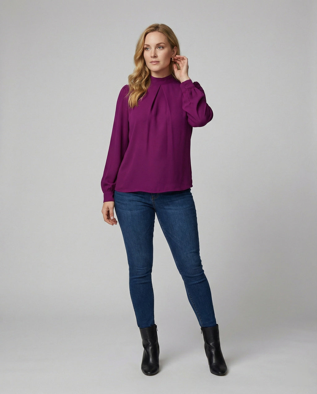 Damen elegante Bluse mit Stehkragen