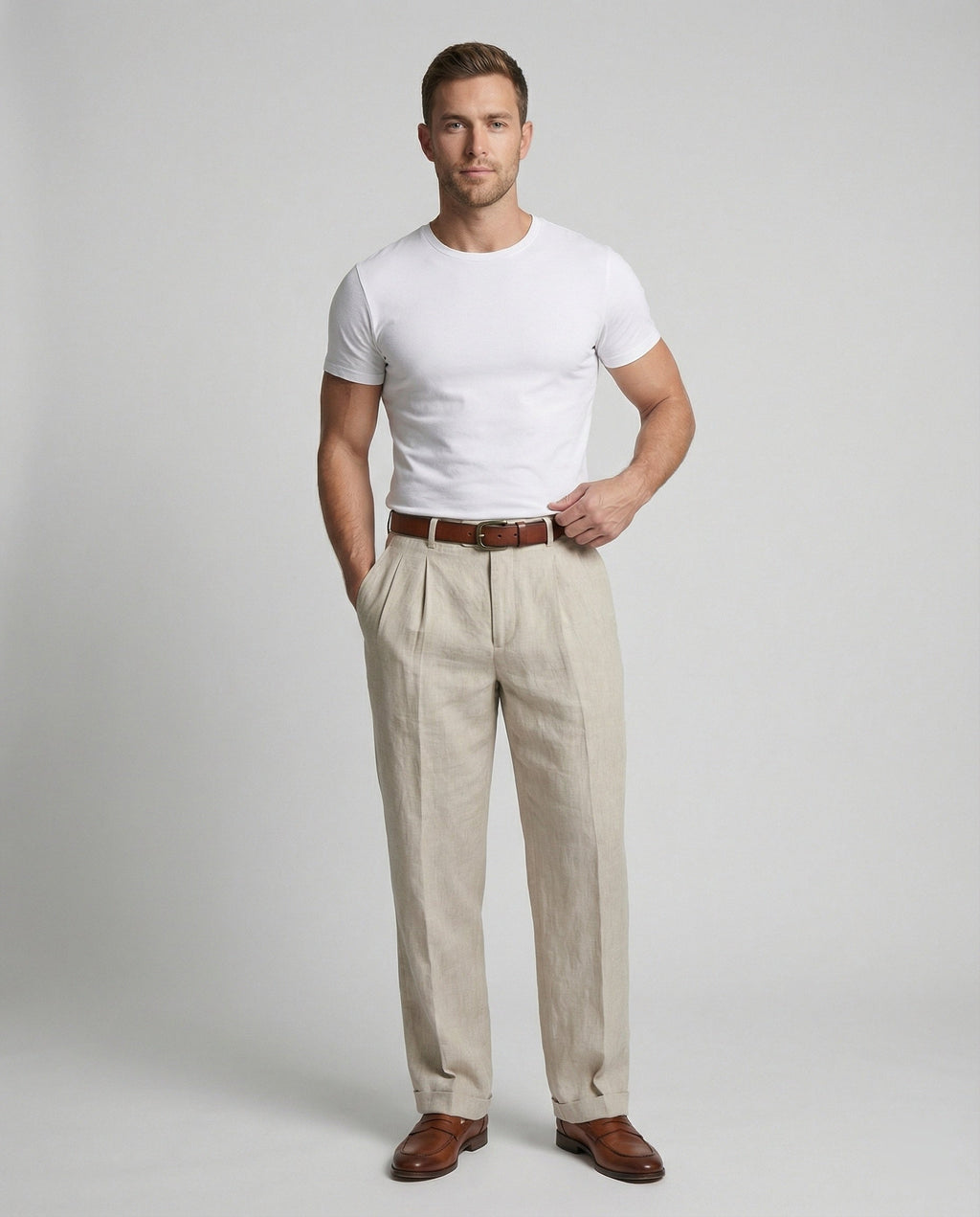 Herren elegante und bequeme Leinenhose