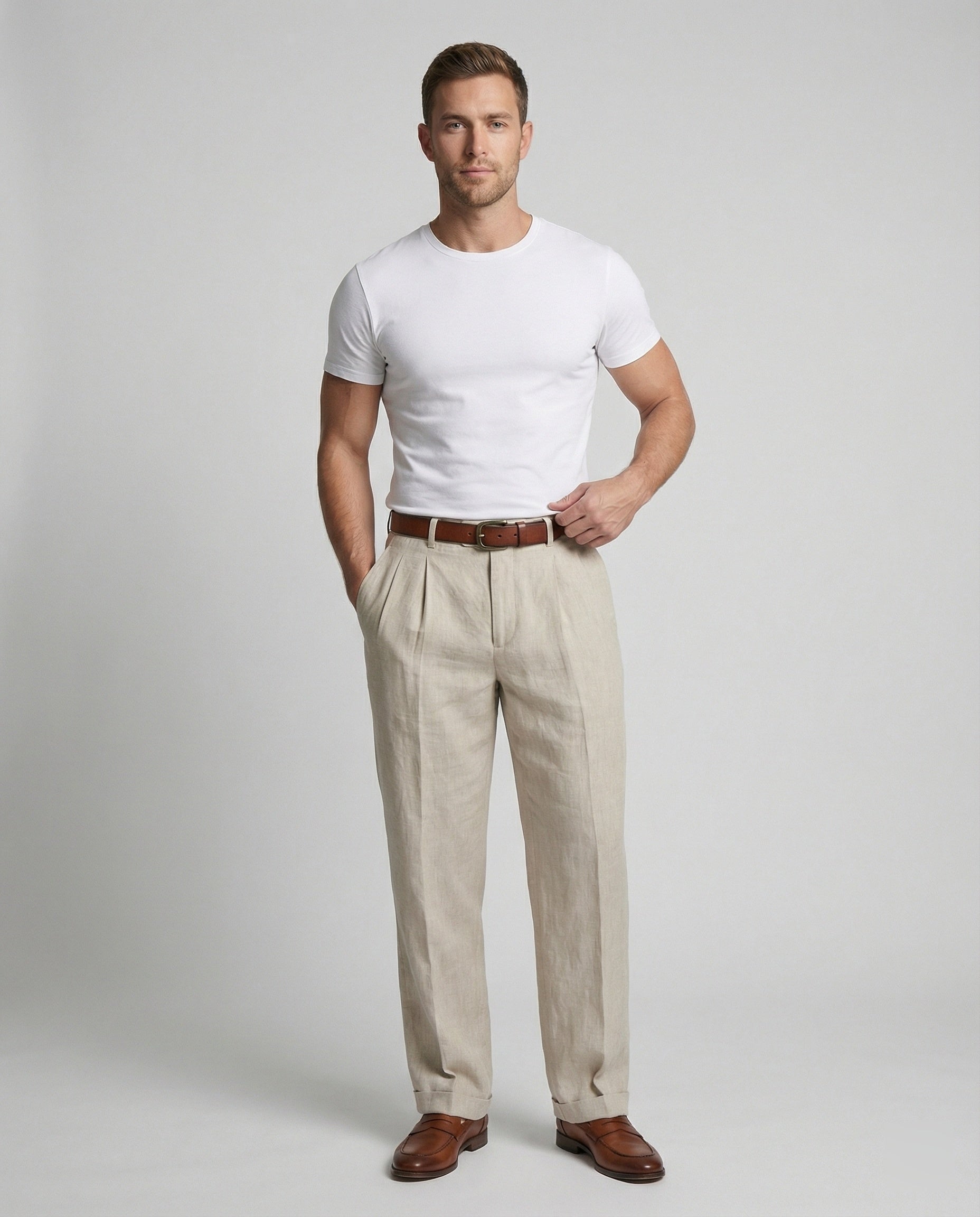 Herren elegante und bequeme Leinenhose