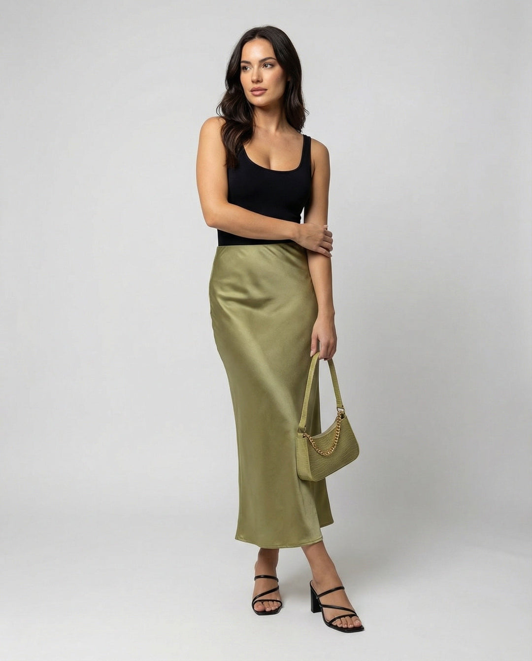 Damen Longskirt aus glattem Satin von