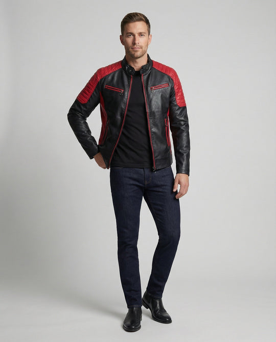 Herren Bikerjacke Motorsport Stil