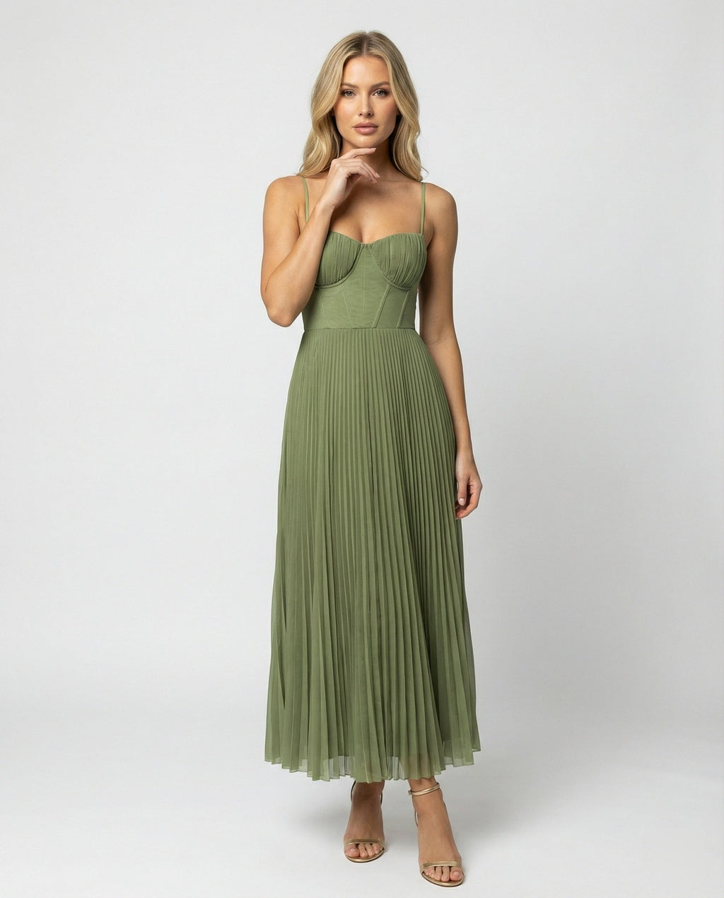 ShopNory | Midi Ärmellos Kleid Mit Gefälteltem Tüll-Bustier