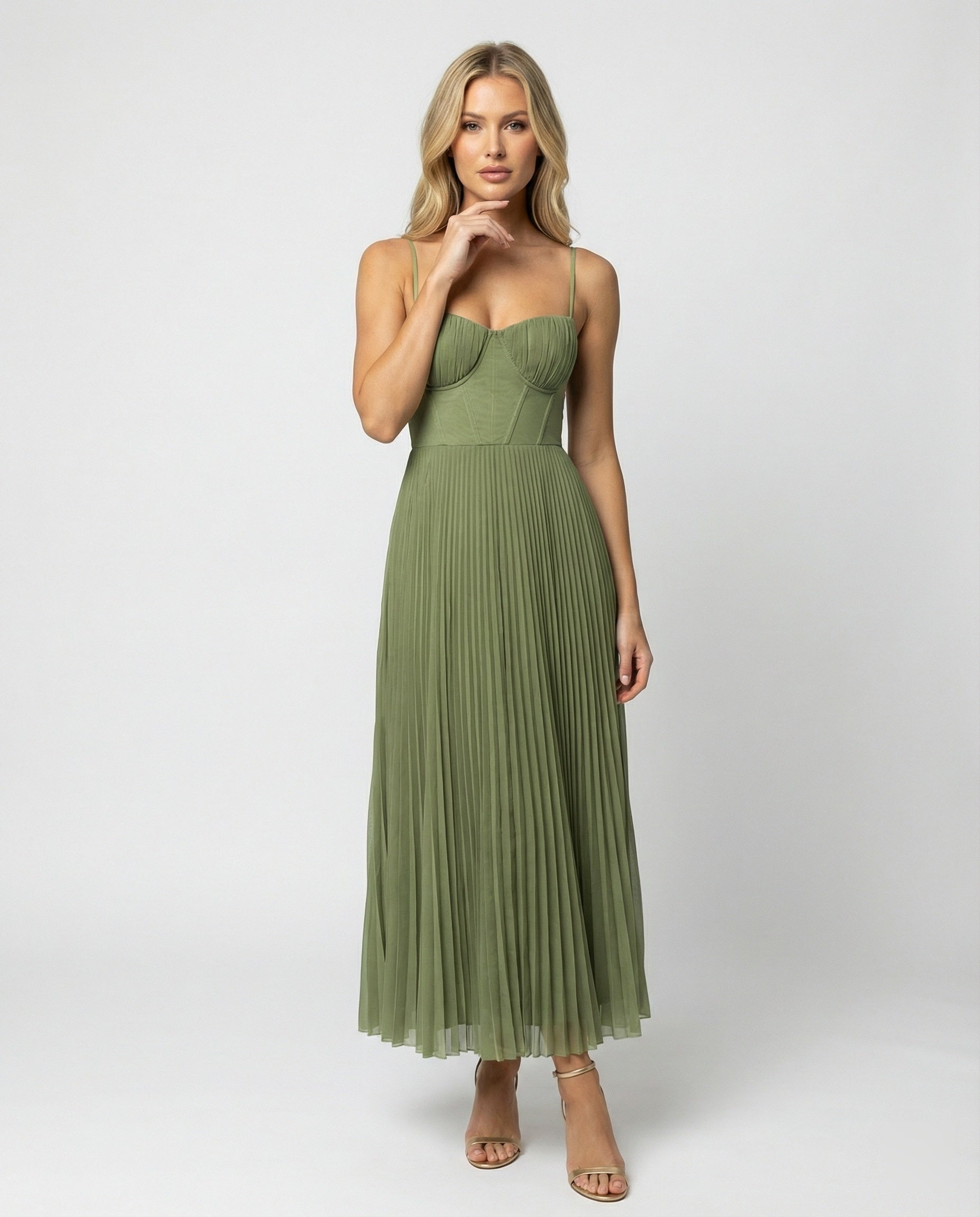 ShopNory | Midi Ärmellos Kleid Mit Gefälteltem Tüll-Bustier