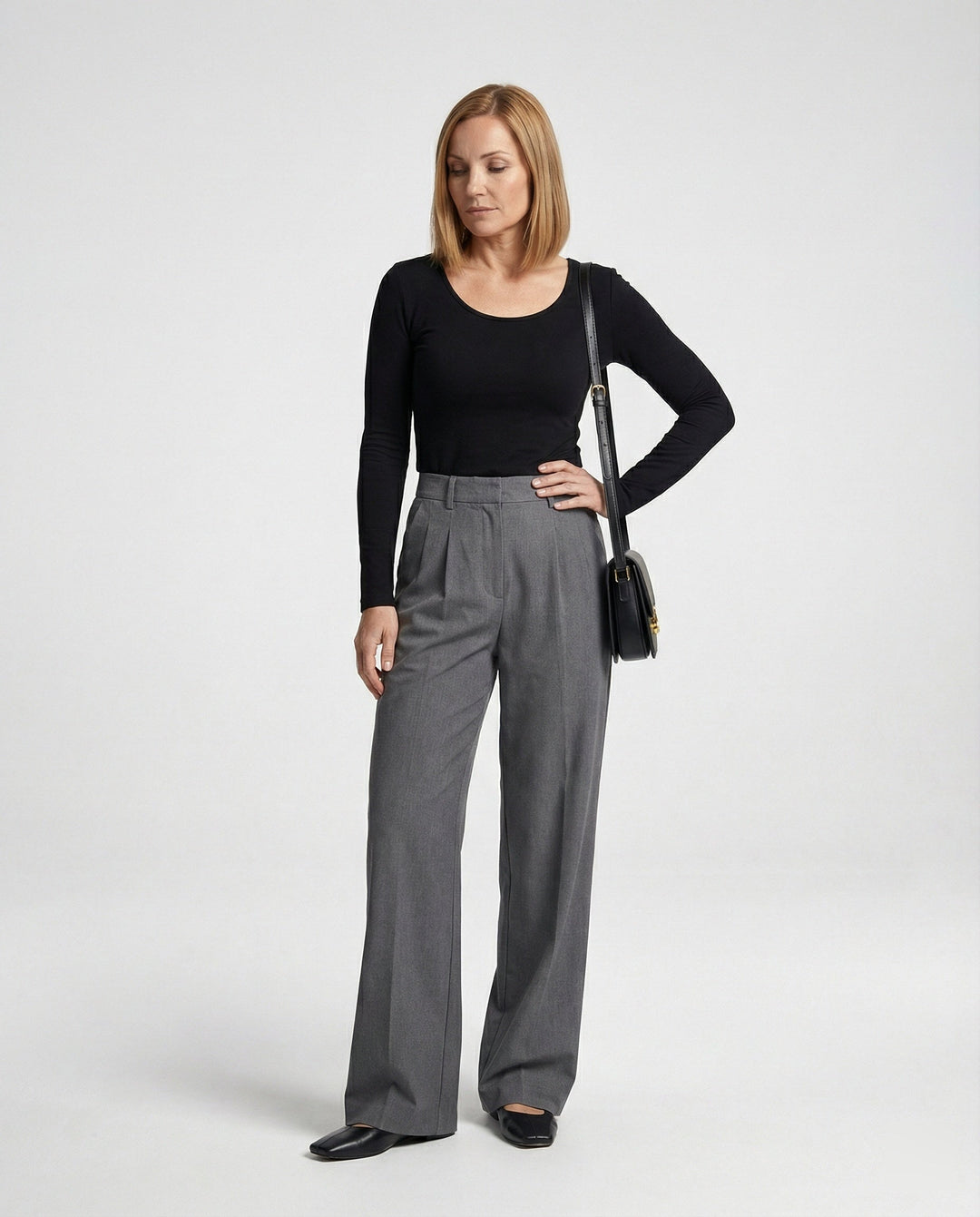 Damen weite Stoffhose mit Bügelfalte