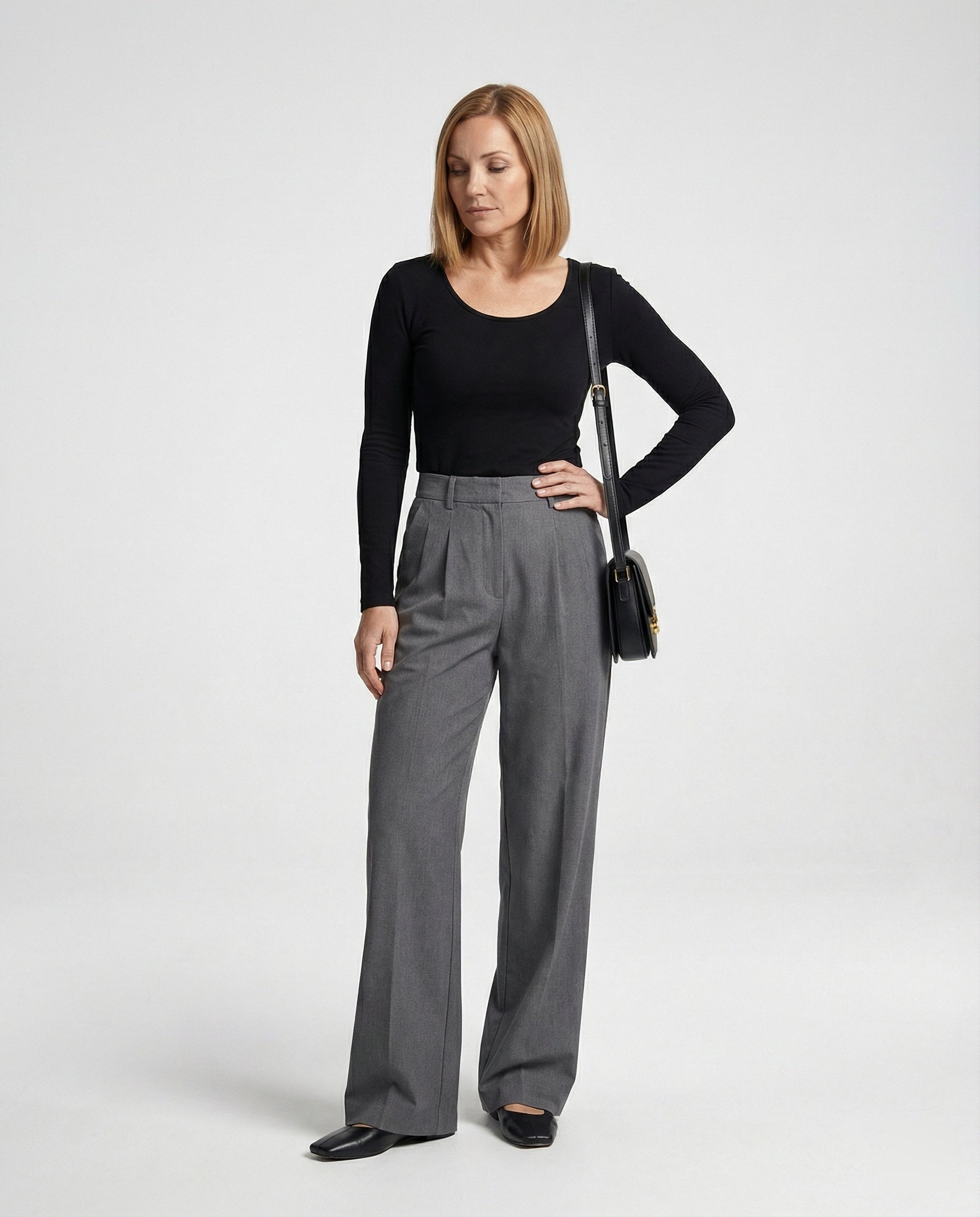 Damen weite Stoffhose mit Bügelfalte