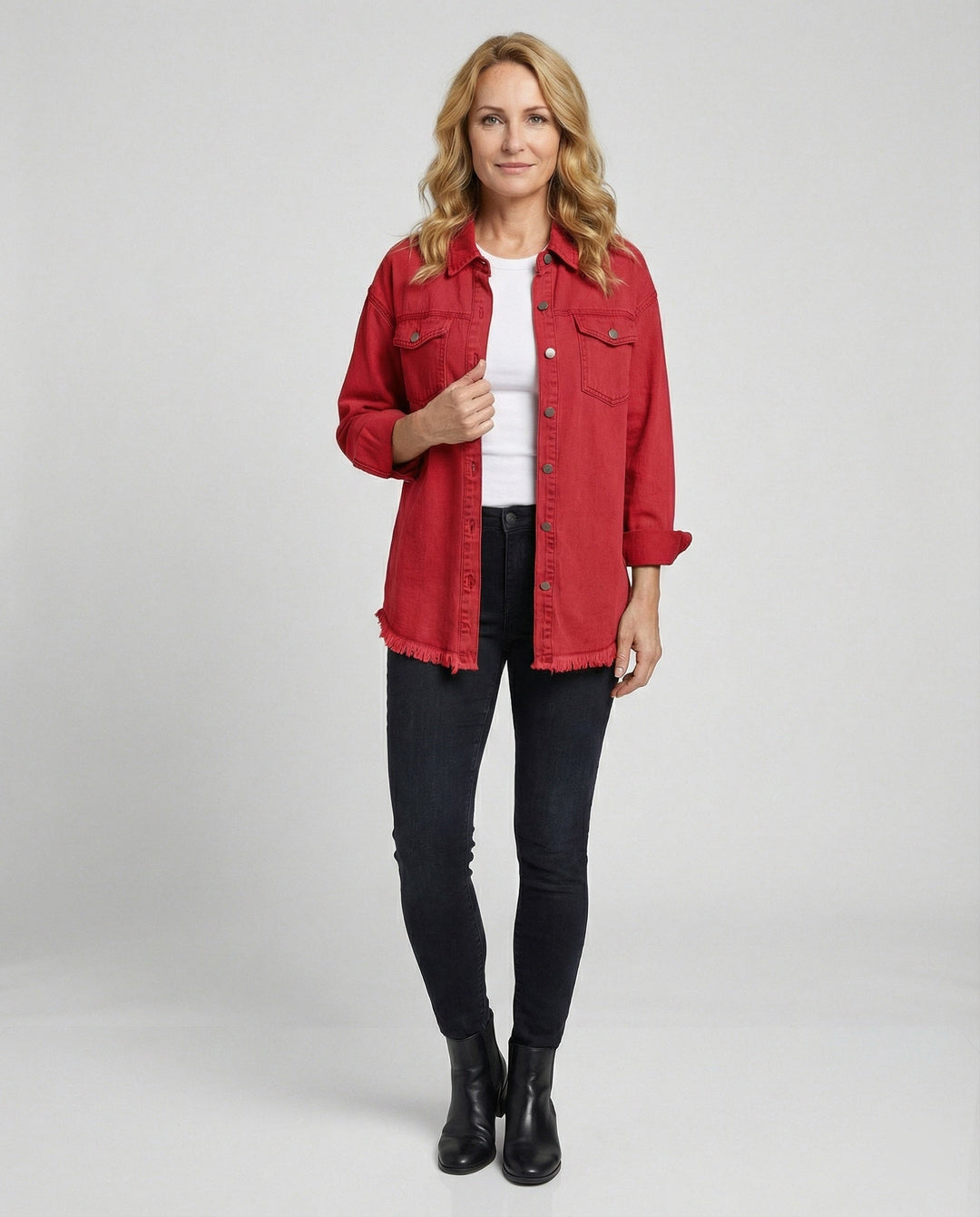 Damen Langarmhemd Jeansjacke Stil