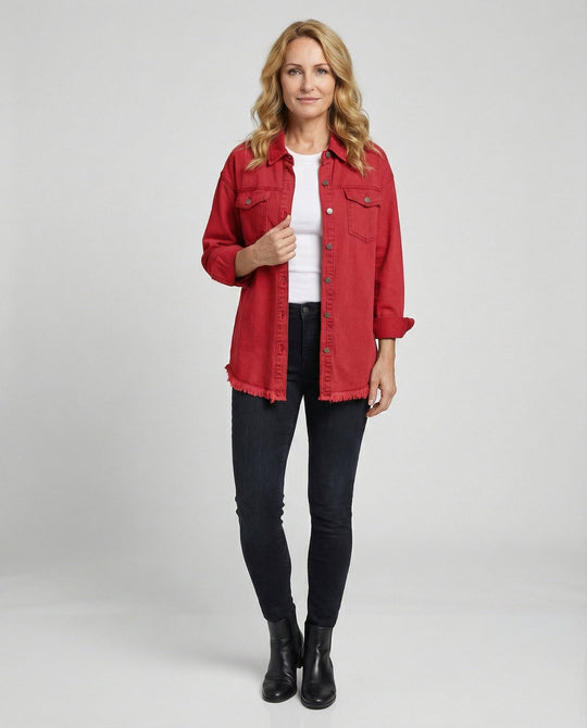 Damen Langarmhemd Jeansjacke Stil