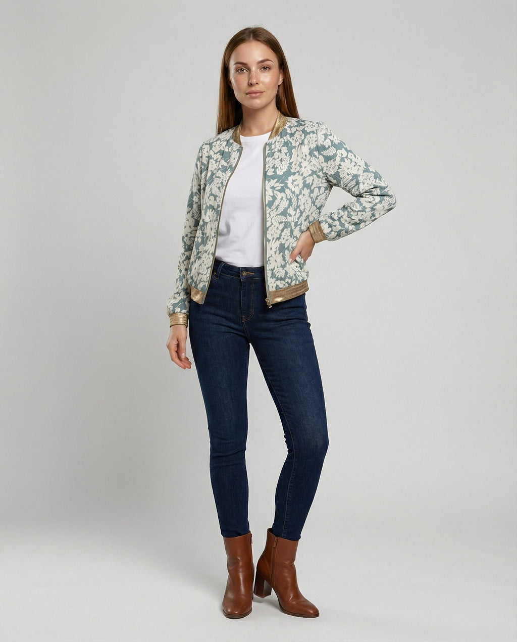 Damen Bomberjacke mit Blumenmuster