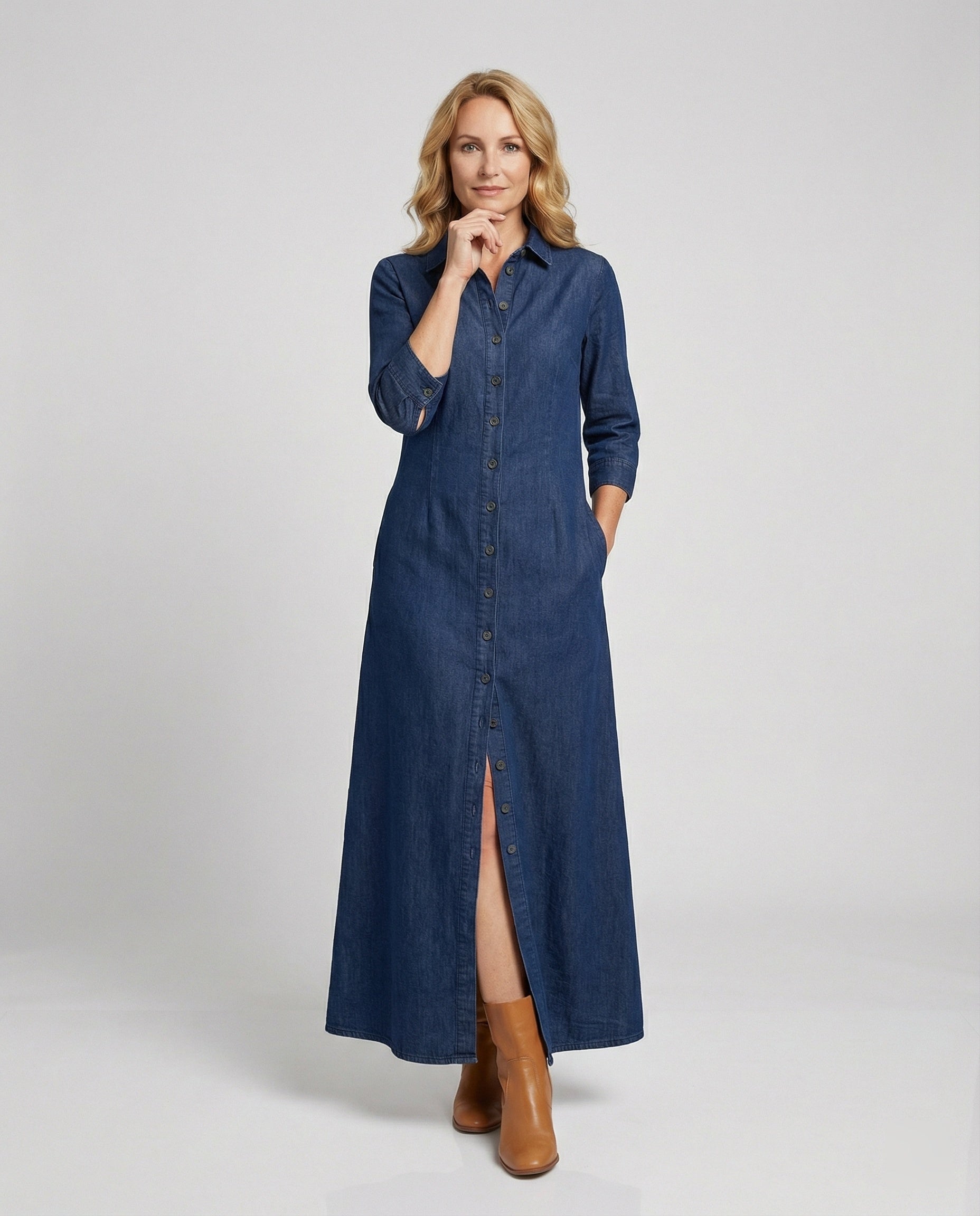 Hemdblusenkleid Damen mit Taillierung