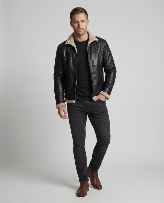 Herren Lederjacke mit warmem Innenfutter