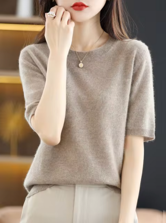 Kurzärmliger Wollpullover