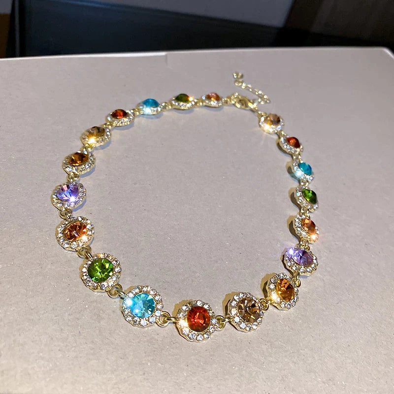 Geometrische Farbige Kristall Choker-Halskette | Shop Nory