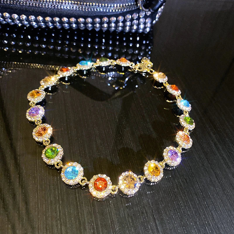Geometrische Farbige Kristall Choker-Halskette | Shop Nory