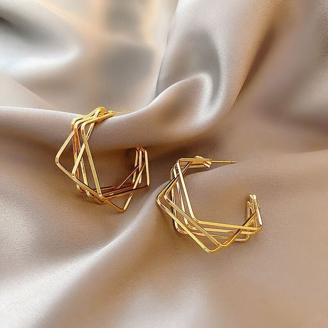Geometrische Hohl-Linie Goldfarbe Hohrringe | Shop Nory