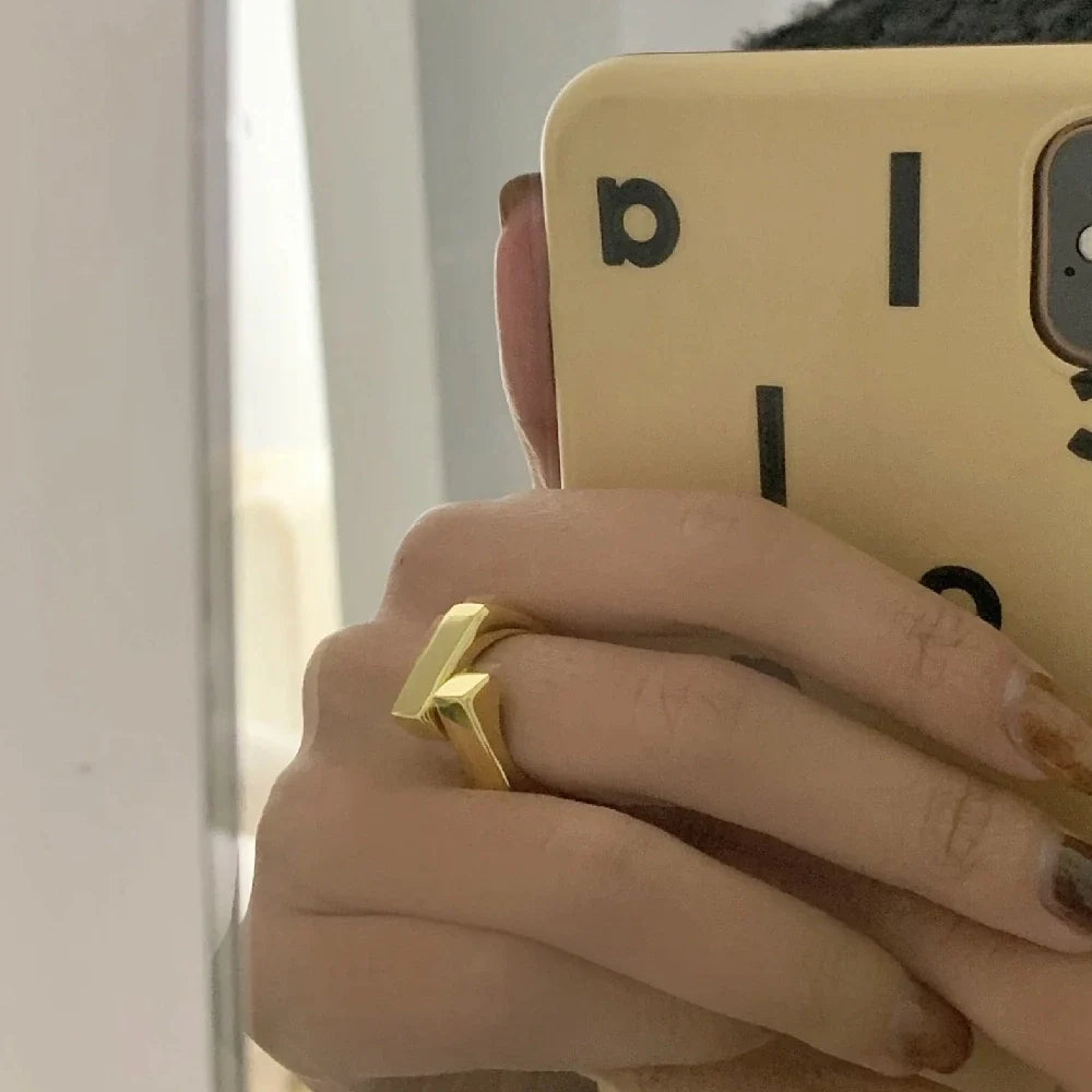 Geometrischer Rechteck-Hug-Verstellbarer Ring | Shop Nory