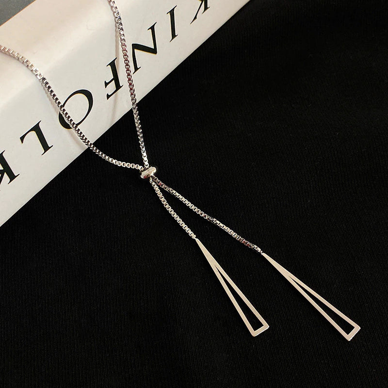 Geometrischer Pullover Box Kette Lange Halskette | Shop Nory